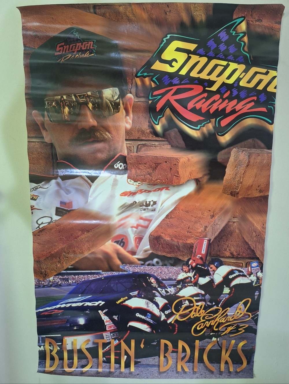 Vintage Dale Earnhardt Snap-On Racing Poster Bustin Bricks Sweepstakes NASCAR #3